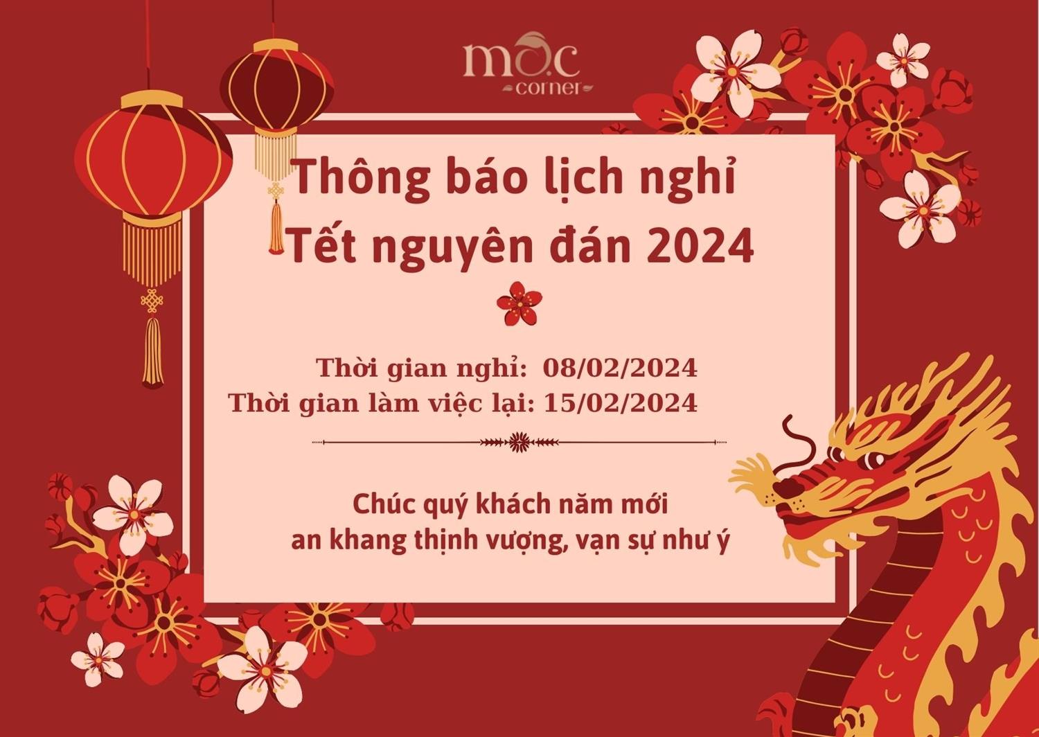 THÔNG BÁO NGHỈ TẾT NGUYÊN ĐÁN 2024 
